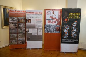 Displays about the 1988 massacre in Iran at a press conference in Oslo, Norway, on 4 November 2016