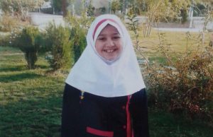 Sara Jafari-Hatam, the daughter of Maryam Akbari-Monfared. 11 years old,