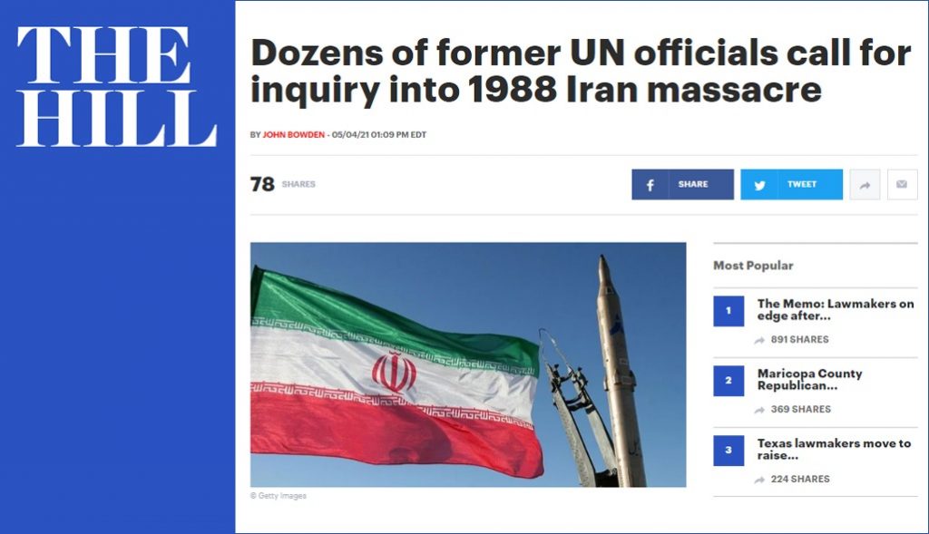 The Hill: Dozens of former UN officials call for inquiry into 1988 Iran massacre